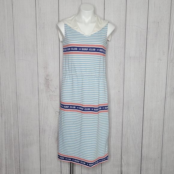 Vintage Striped Logo Surf Club Sailor 80s Dress - Picture 1 of 5